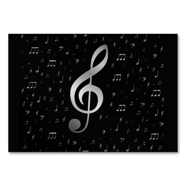 Numeração De Mesa notas musicais prateadas (Verso)