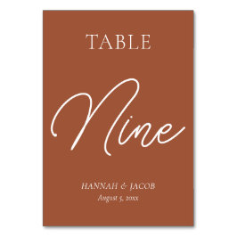 Numeração De Mesa Nove Casamento de Ferrugem Laranja Queimada