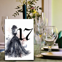 Numeração De Mesa Numb da mesa do casamento negro floral com aquarel