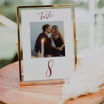Numeração De Mesa Numb de Mesa de Foto de Casamento de Script Manusc<br><div class="desc">Um elegante e moderno roteiro de caligrafia manuscrito em uma cor vermelha de marsala profunda com foto faz disso uma excelente adição e manutenção para sua mesa de casamento. Personalize facilmente a sua fotografia e o(s) número(s) escolhido(s).</div>