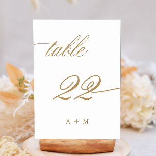 Numeração De Mesa Número 22 de Casamento Caligrafia Romântica Dourad