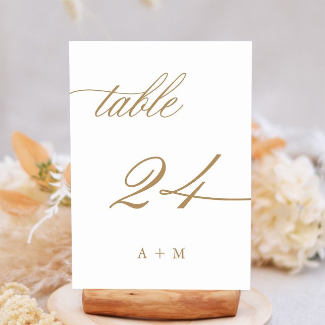 Numeração De Mesa Número 24 de Casamento Caligrafia Romântica Dourad (Criador carregado)