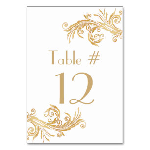 Numeração De Mesa Número branco e goldtone chique da mesa do