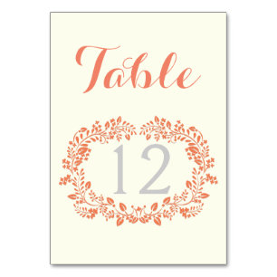 Numeração De Mesa Número coral da mesa do casamento do quadro da