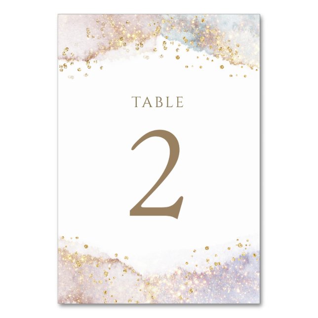 Numeração De Mesa Número da Mesa 2 com brilho falso aquarela (Frente)