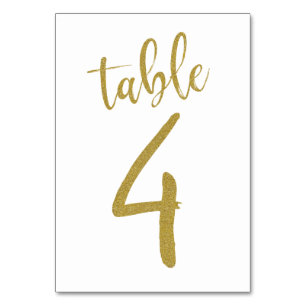 Numeração De Mesa Número da Mesa 4 com Brilho Dourado