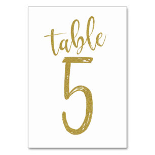 Numeração De Mesa Número da Mesa 5 com Brilho Dourado