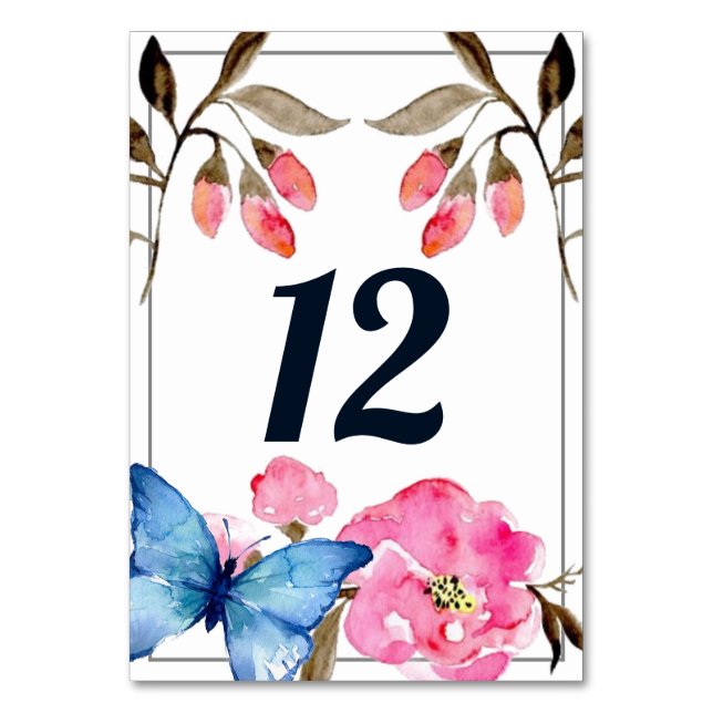 Numeração De Mesa Número da Mesa - Borboleta Floral (Frente)