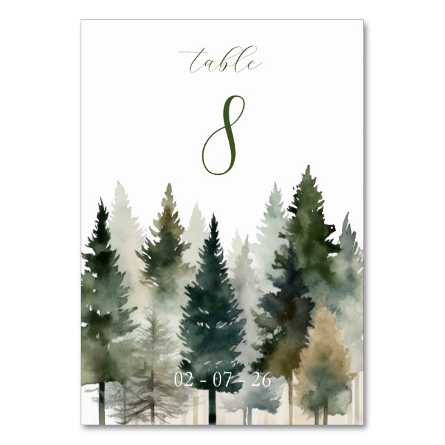 Numeração De Mesa Número da Mesa | Casamento | Aquarela Floresta de  (Frente)