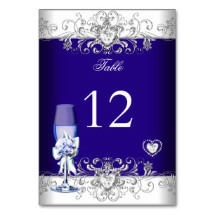 Numeração De Mesa Número da Mesa Casamento Azul Royal Vidro Prata