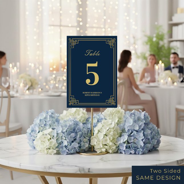 Numeração De Mesa Número da Mesa Chic Azul Marinho Dourado 80º Anive (SEE FULL SUITE AT BOTTOM)