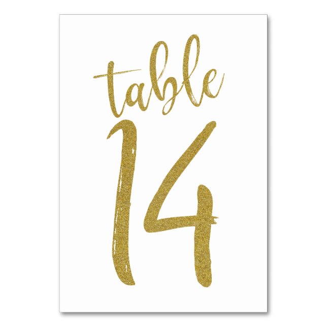 Numeração De Mesa Número da Mesa com Brilho Dourado 14 (Frente)