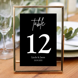 Numeração De Mesa Número da Mesa com Caligrafia para Casamento Preto