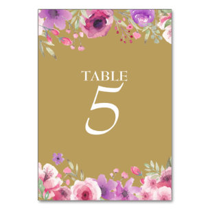 Numeração De Mesa Número da Mesa com Rosas em Aquarela de Aniversári