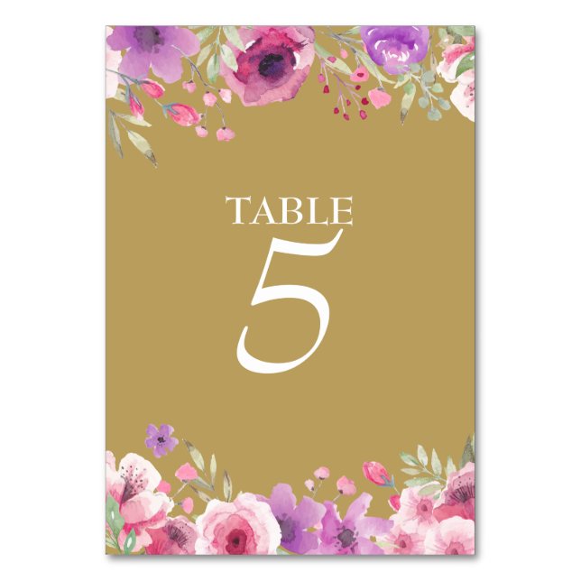 Numeração De Mesa Número da Mesa com Rosas em Aquarela de Aniversári (Verso)