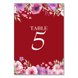 Numeração De Mesa Número da Mesa com Rosas em Aquarela do 40º Aniver
