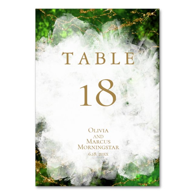 Numeração De Mesa NÚMERO DA MESA | Cristal de Esmeralda Abstrato Imp (Frente)