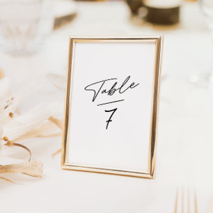 Numeração De Mesa Número da Mesa de Caligrafia Minimalista Simples