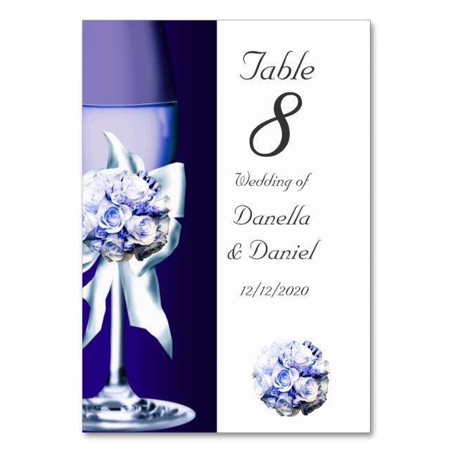 Numeração De Mesa Número da Mesa de Casamento Azul Marinho 3 (Frente)