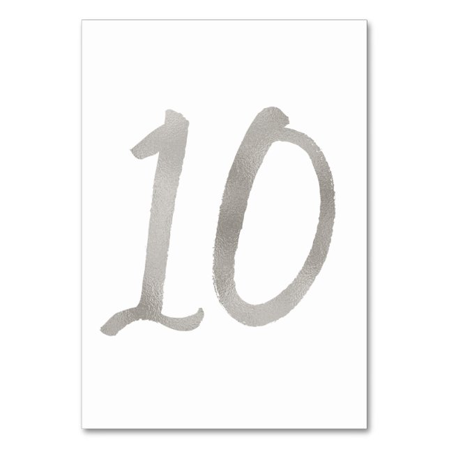 Numeração De Mesa Número da mesa de casamento chic em folha de prata (Verso)