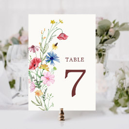 Numeração De Mesa Número da Mesa de Casamento com Flores Silvestres