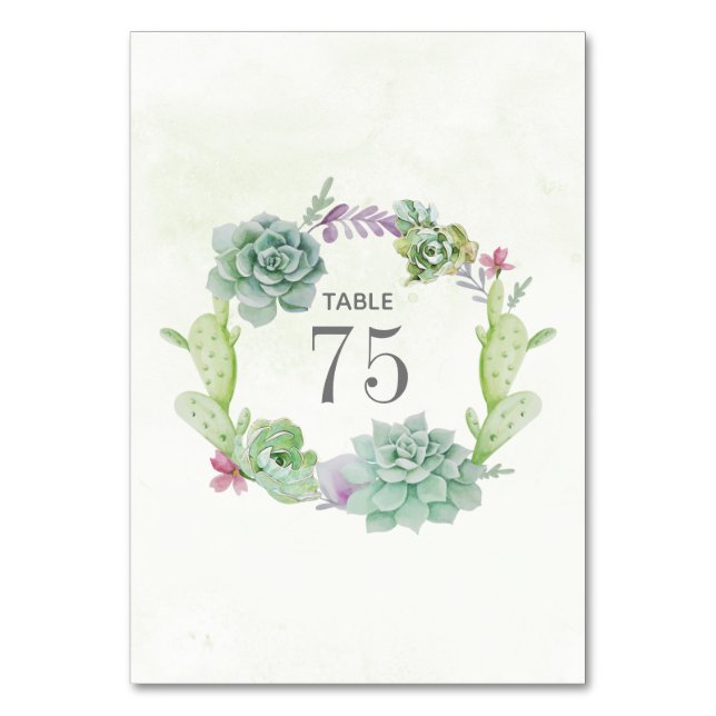 Numeração De Mesa Número da Mesa de Casamento de Cactus Suculentas e (Frente)