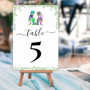Numeração De Mesa Número da Mesa de Casamento de Dinossauro Noiva e