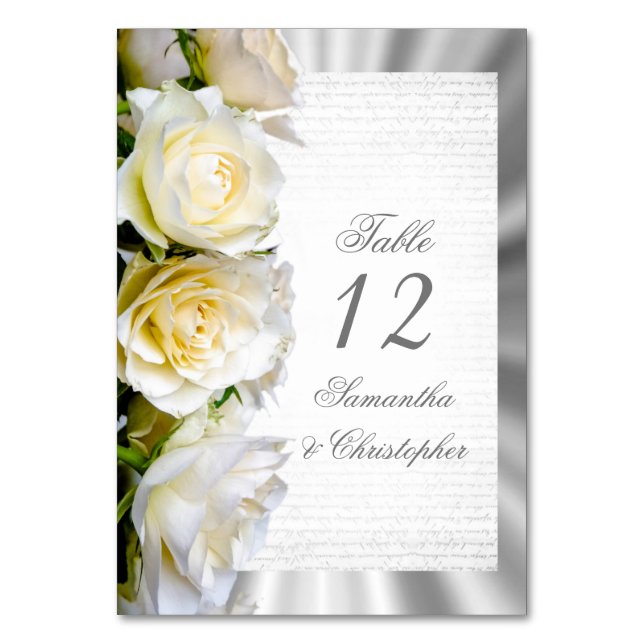 Numeração De Mesa Número da mesa de casamento de rosa branca (Frente)
