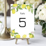 Numeração De Mesa Número da mesa de casamento dos limões de Verão<br><div class="desc">Watercolor Summer Lemons,  número da mesa de casamento. Itens correspondentes disponíveis.</div>