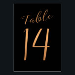 Numeração De Mesa Número da mesa de casamento dourado-de-cobre preto<br><div class="desc">Cartão de mesa para recepção de casamento de folha de ouro metálico de cobre falsa. A cor azul escura do marinho da meia-noite é editável. Você pode alterá-lo depois de pressionar o botão PERSONALIZAR MAIS. Você pode encontrar toda a variedade de números (1 a 50) aqui: http://bit.ly/2sLMaFh Se precisar de...</div>