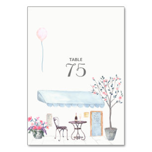 Numeração De Mesa Número da Mesa de Casamento em Aquarela Paris