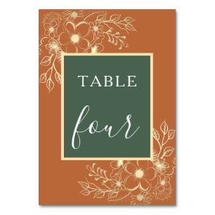 Numeração De Mesa Número da Mesa de Casamento em Verde Oliva e Terra