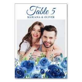 Numeração De Mesa Número da Mesa de Casamento Floral Azul Marinho Fo