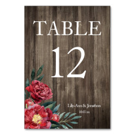 Numeração De Mesa Número da Mesa de Casamento Floral Burgundy Rústic