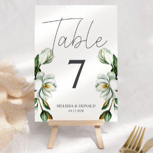 Numeração De Mesa Número da Mesa de Casamento Floral Magnólia Branca