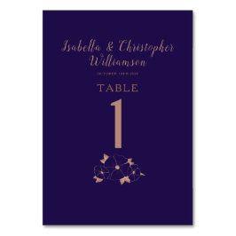 Numeração De Mesa Número da mesa de casamento moderna floral azul e