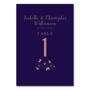 Numeração De Mesa Número da mesa de casamento moderna floral azul e 