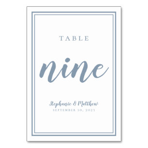 Numeração De Mesa Número da Mesa de Casamento NOVE Simples Pó Azul