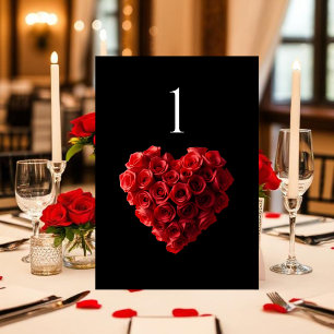 Numeração De Mesa Número da Mesa de Casamento - Rosas Vermelhas em F