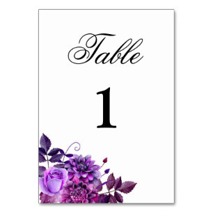 Numeração De Mesa Número da mesa de casamento roxa. Decoração floral