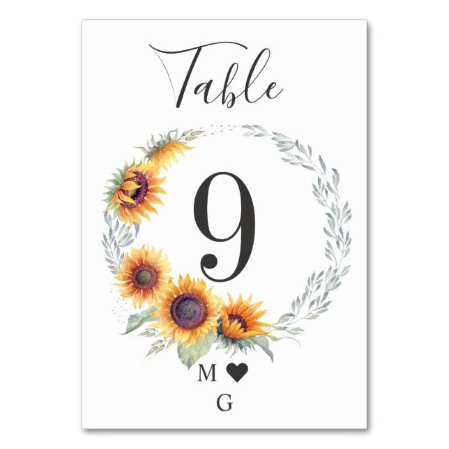 Numeração De Mesa Número da Mesa de Casamento Sunflower Bloom (Frente)