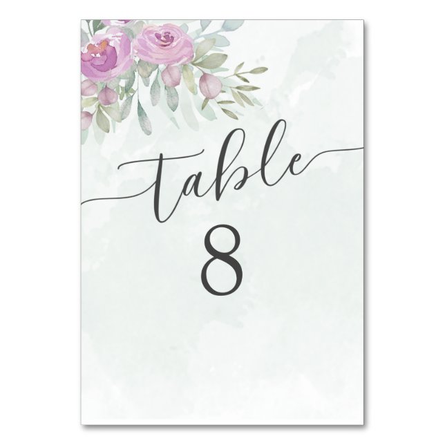 Numeração De Mesa Número da Mesa de Casamento Verde e Rosa Eucalipto (Frente)