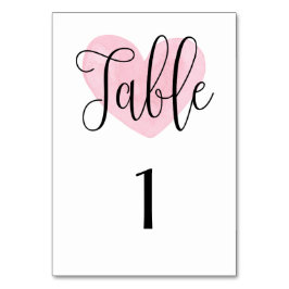 Numeração De Mesa Número da mesa de coração rosa. Casamento romântic