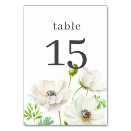 Numeração De Mesa Número da Mesa Flor de Anêmona Branca