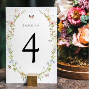 Numeração De Mesa Número da Mesa Flor Silvestre Borboleta