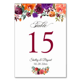 Numeração De Mesa Número da Mesa Floral de Casamento Laranja Russo B