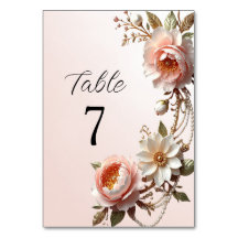 Número da Mesa Flores Cor-de-Rosa e Brancas Decora