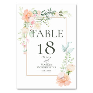 Numeração De Mesa NÚMERO DA MESA Flores de Coral Aquarela