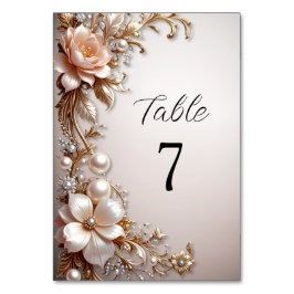 Numeração De Mesa Número da Mesa Flores Rosa Suave e Branco
