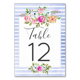 Numeração De Mesa Número da Mesa Listras Navy Aquarela Floral Modern
